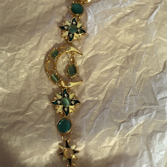 New Gold Tone Pink and Teal Celestial Jewelry Set - Picture 5 of 6